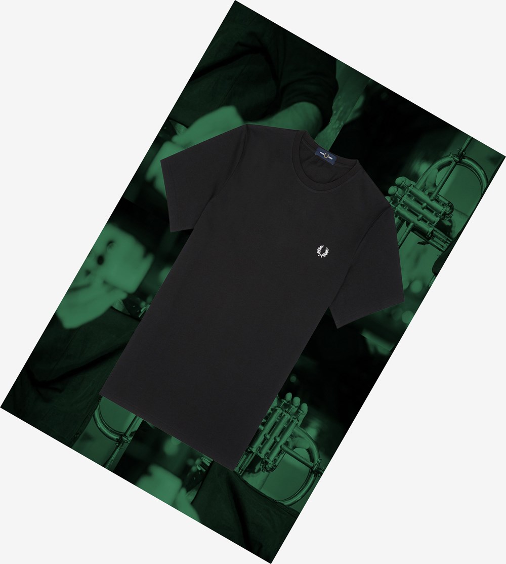 Fred Perry Hamburg Ringer T-shirts Heren Zwart | DEF283175