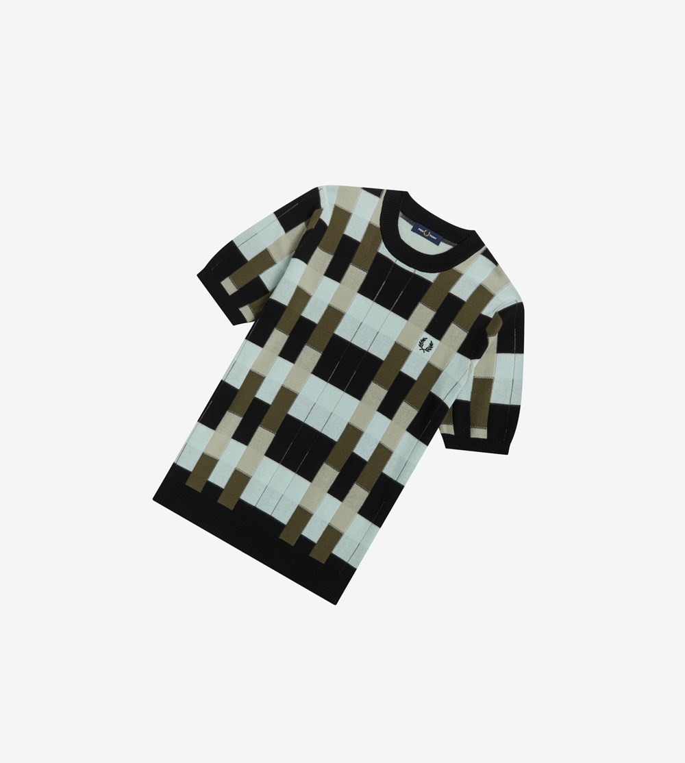 Fred Perry Jacquard Knitted T-Shirt Gebreide Kleding Heren Zwart | FXE930875