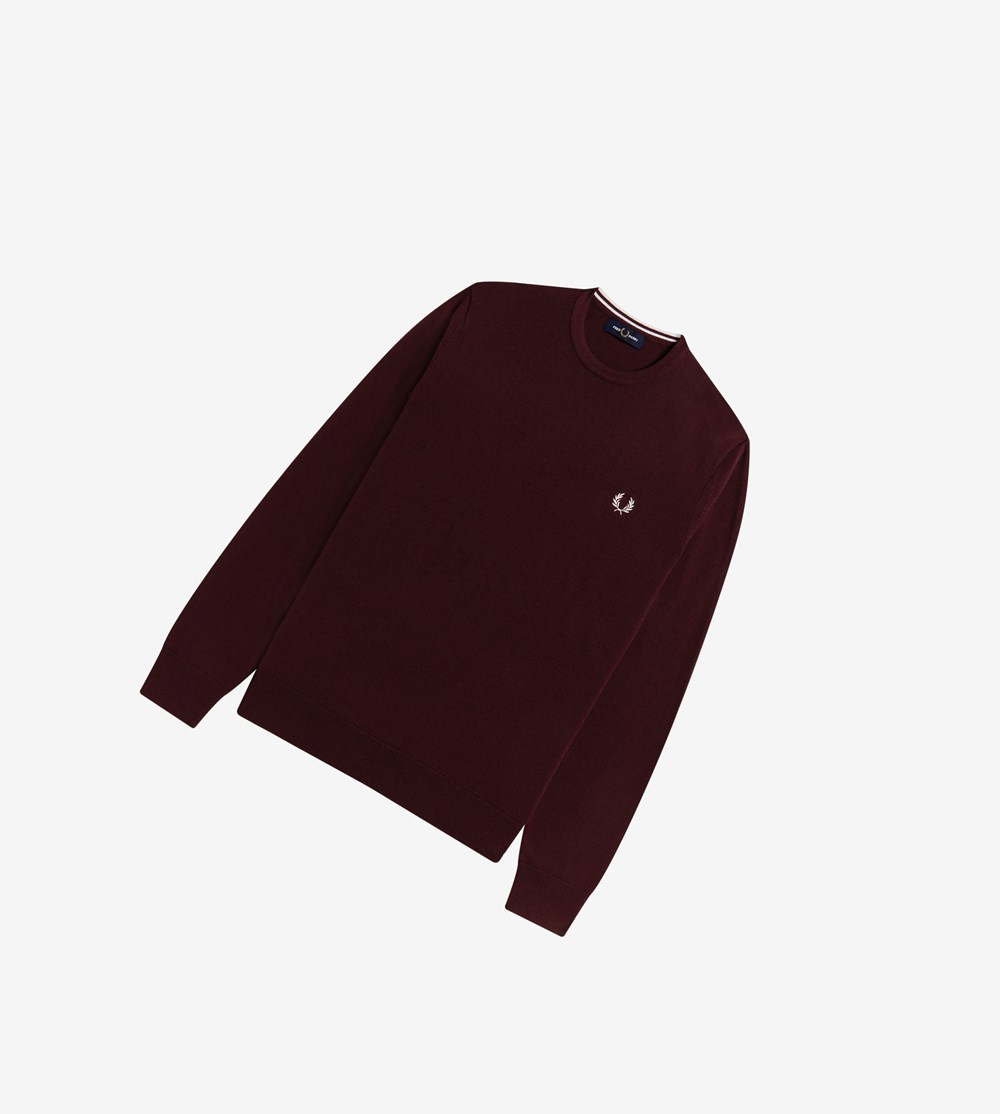 Fred Perry Klassieke Crew Neck Jumper Gebreide Kleding Heren Bordeaux | BUT035278