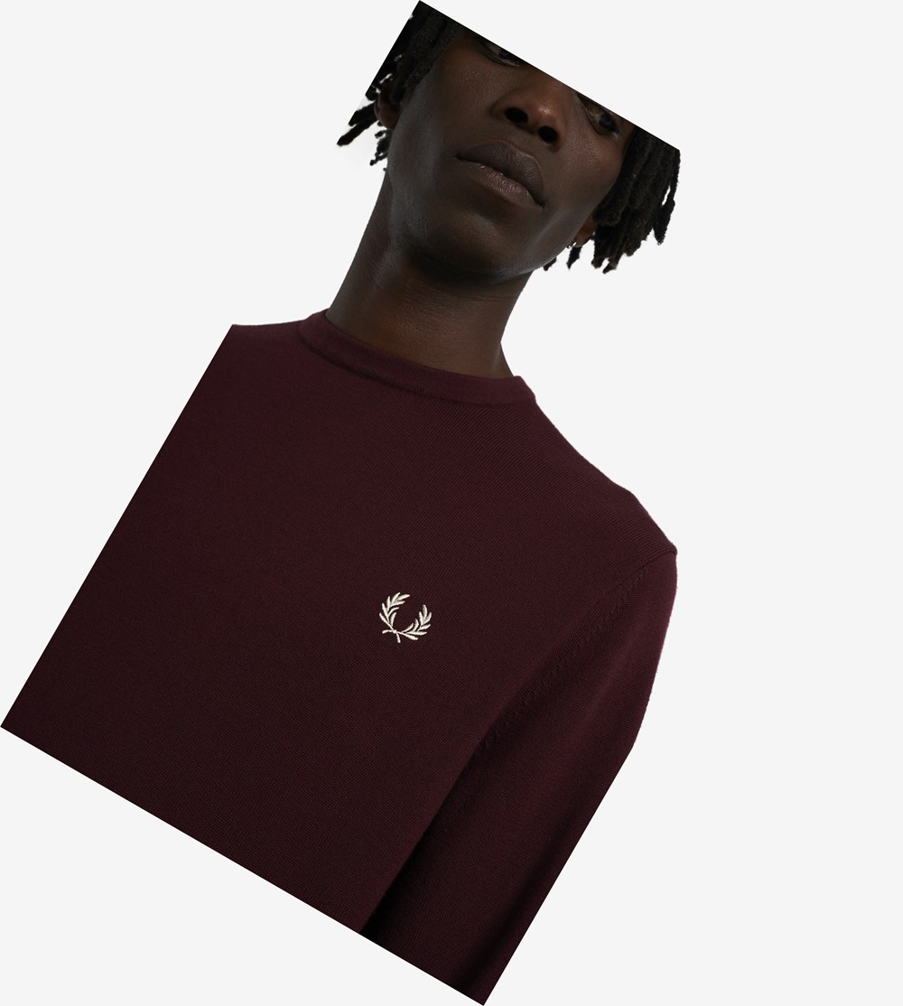 Fred Perry Klassieke Crew Neck Jumper Gebreide Kleding Heren Bordeaux | BUT035278