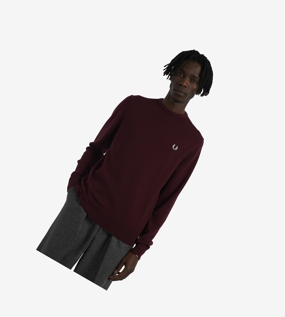 Fred Perry Klassieke Crew Neck Jumper Gebreide Kleding Heren Bordeaux | BUT035278