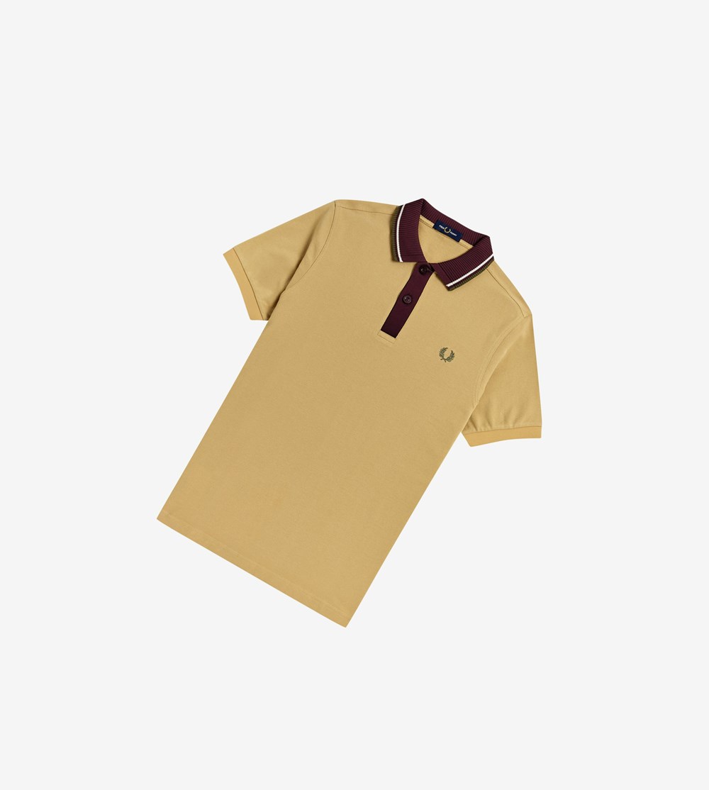 Fred Perry Knitted Collar Poloshirt Heren Khaki | XIQ043869