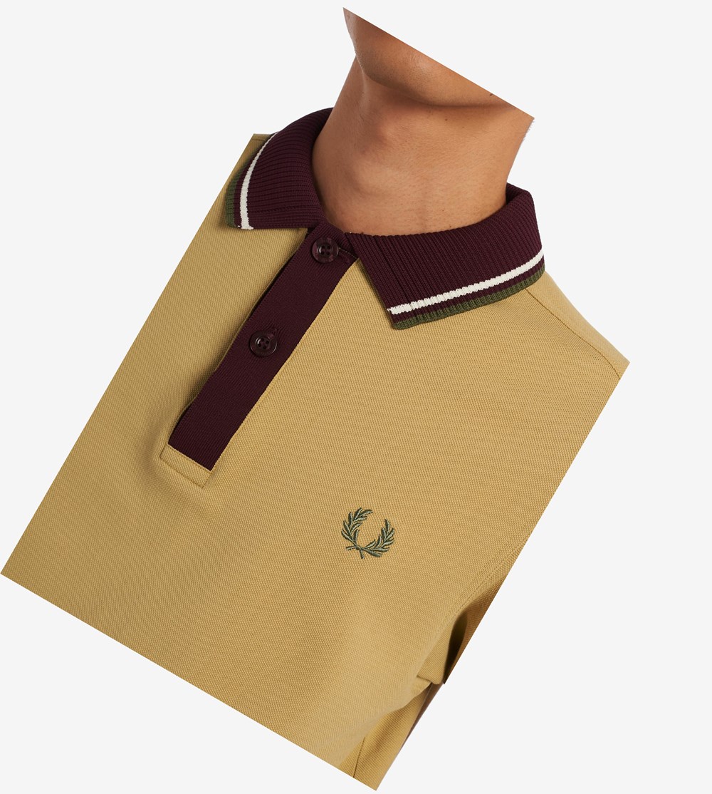 Fred Perry Knitted Collar Poloshirt Heren Khaki | XIQ043869