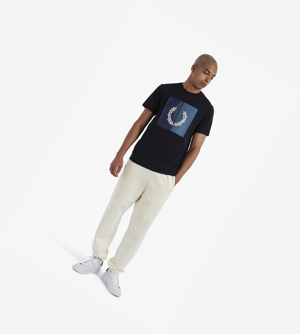 Fred Perry Laurel Wreath Grafische T-shirts Heren Zwart | TCS824965