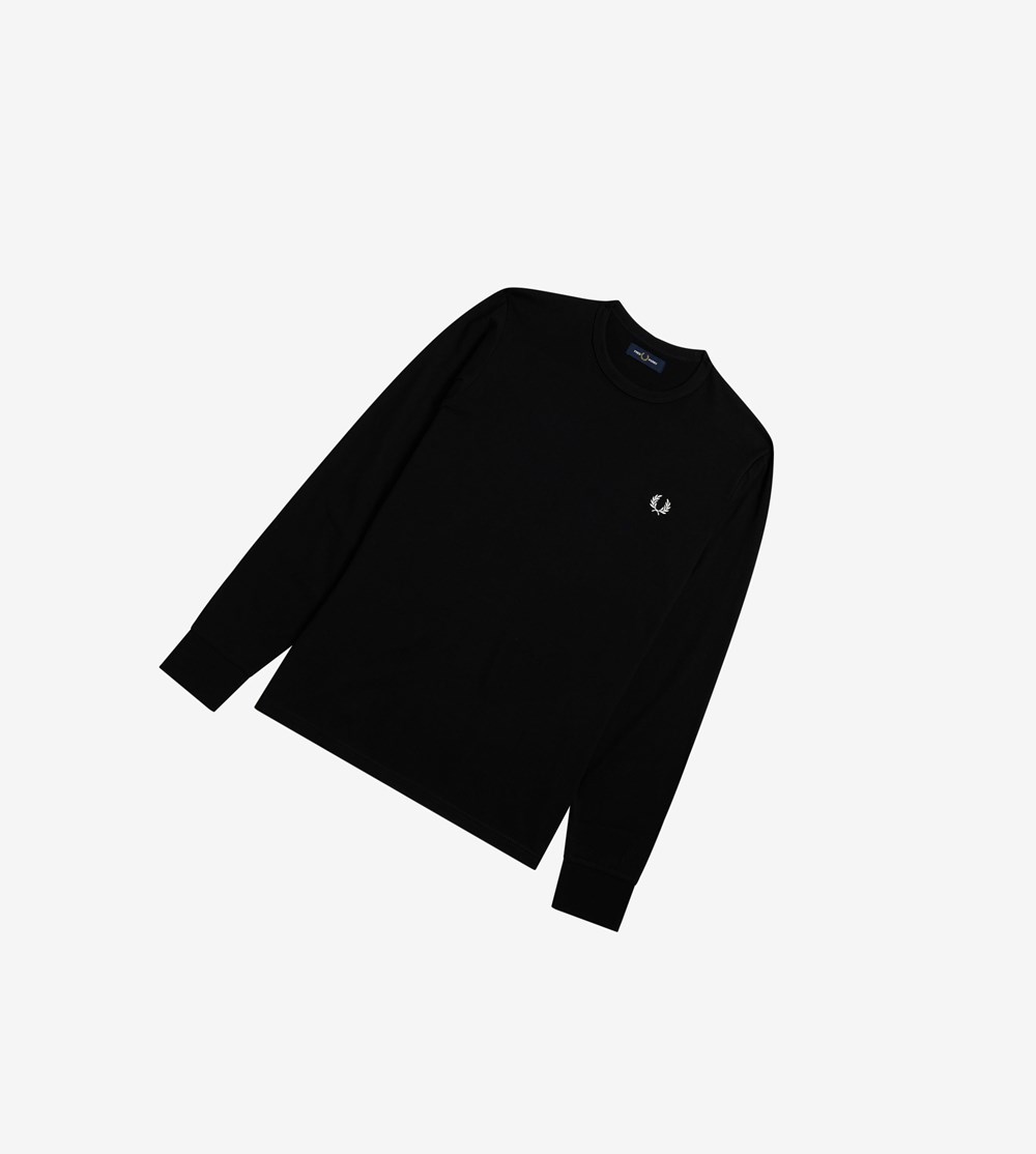 Fred Perry Laurel Wreath Long Sleeve T-shirts Heren Zwart | WMI295704