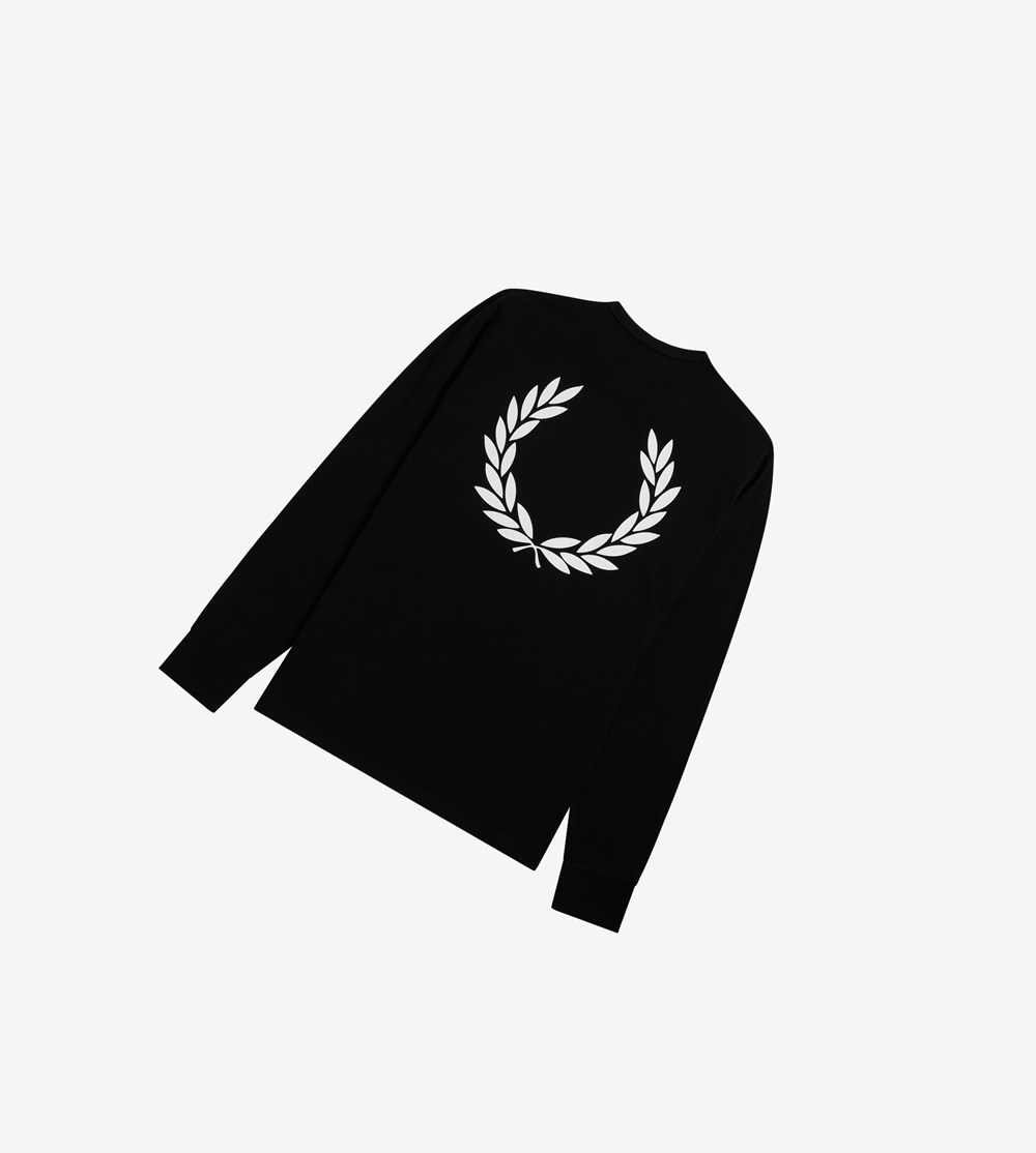 Fred Perry Laurel Wreath Long Sleeve T-shirts Heren Zwart | WMI295704