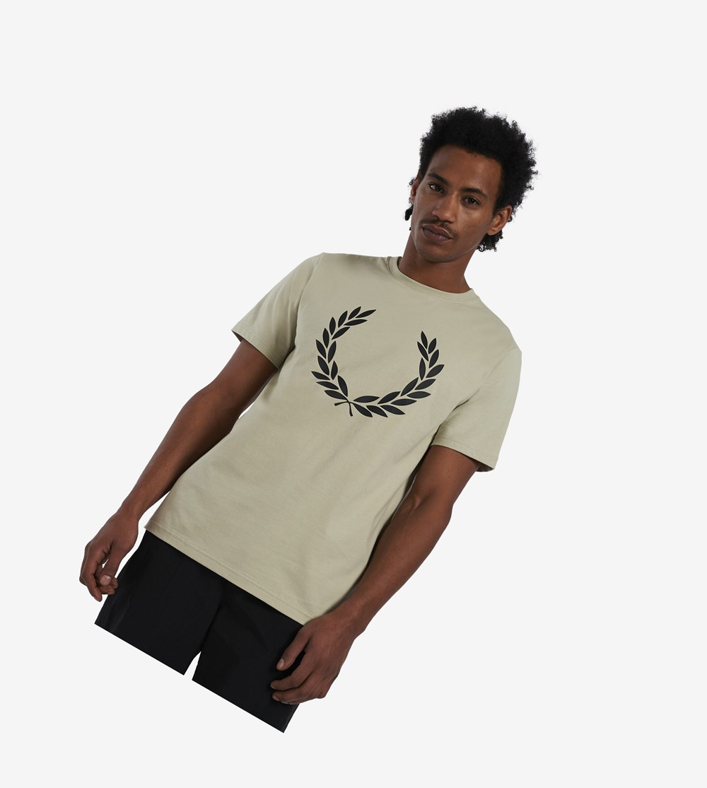 Fred Perry Laurel Wreath Print T-shirts Heren Grijs | CTR723891