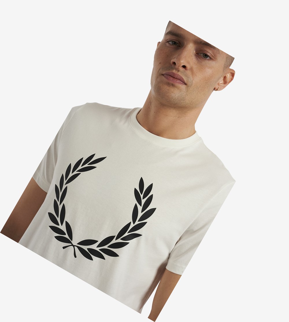 Fred Perry Laurel Wreath Print T-shirts Heren Wit | TJG140359