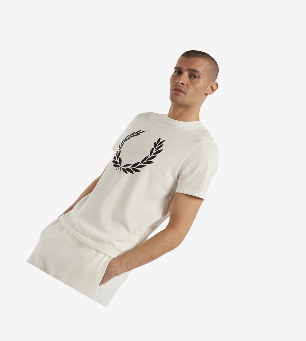 Fred Perry Laurel Wreath Print T-shirts Heren Wit | TJG140359