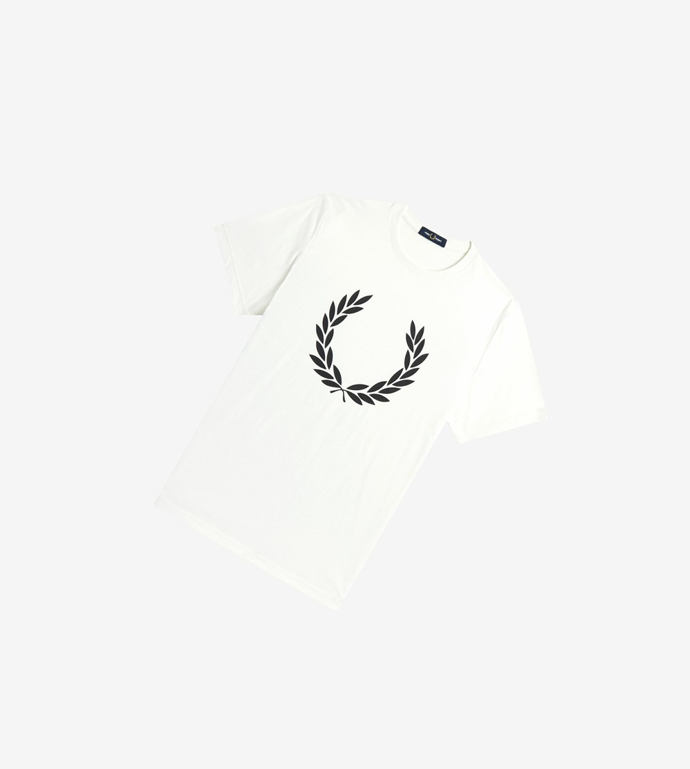 Fred Perry Laurel Wreath Print T-shirts Heren Wit | TJG140359