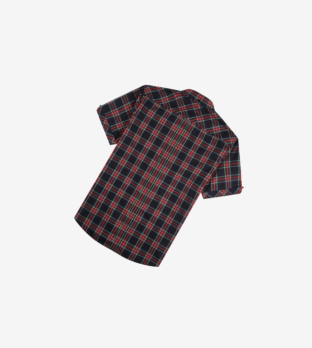 Fred Perry Made In England Kort Sleeve Tartan Overhemd Heren Zwart | MQZ089637