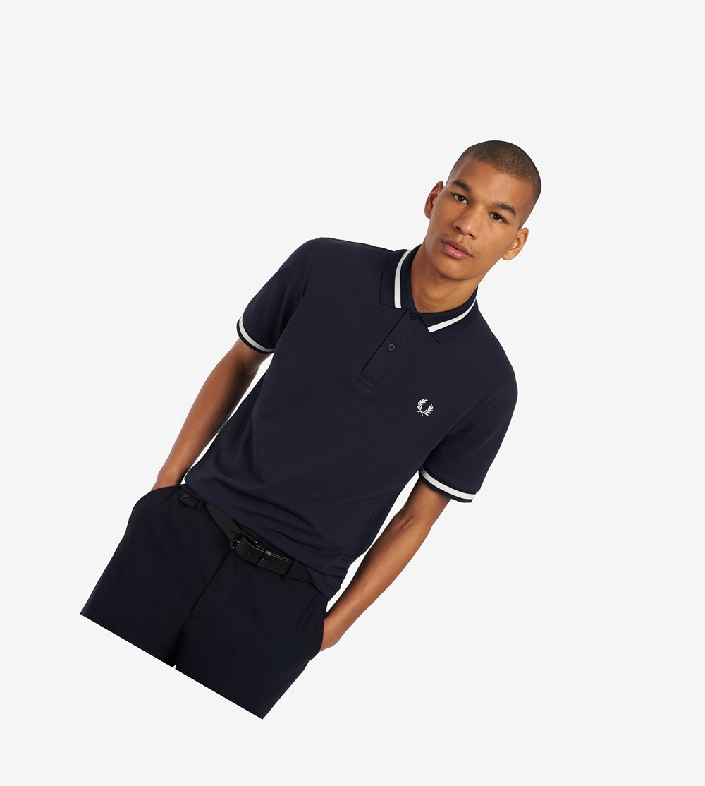 Fred Perry Made In England M2 Poloshirt Heren Donkerblauw Wit | NBJ907348