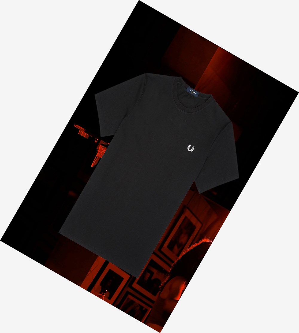 Fred Perry Munich Ringer T-shirts Heren Zwart | LKZ504219