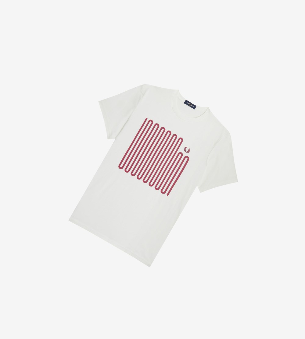 Fred Perry Printed Soundwave Grafische T-shirts Heren Wit | XJC819640