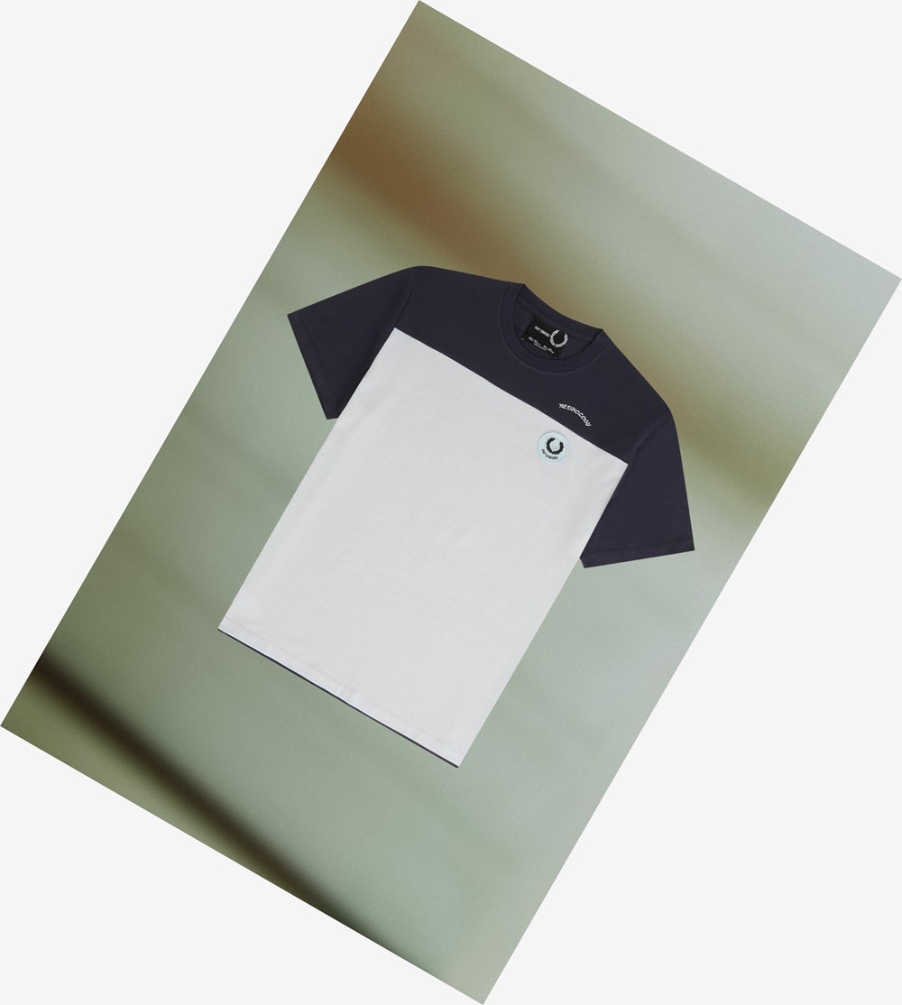 Fred Perry Raf Simons Contrast Panel T-shirts Heren Donkerblauw | HFQ487506