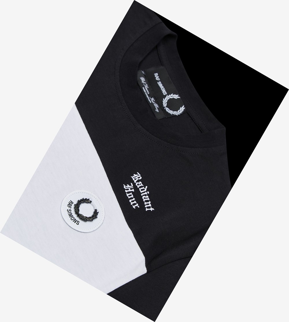 Fred Perry Raf Simons Contrast Panel T-shirts Heren Zwart | XFS471968