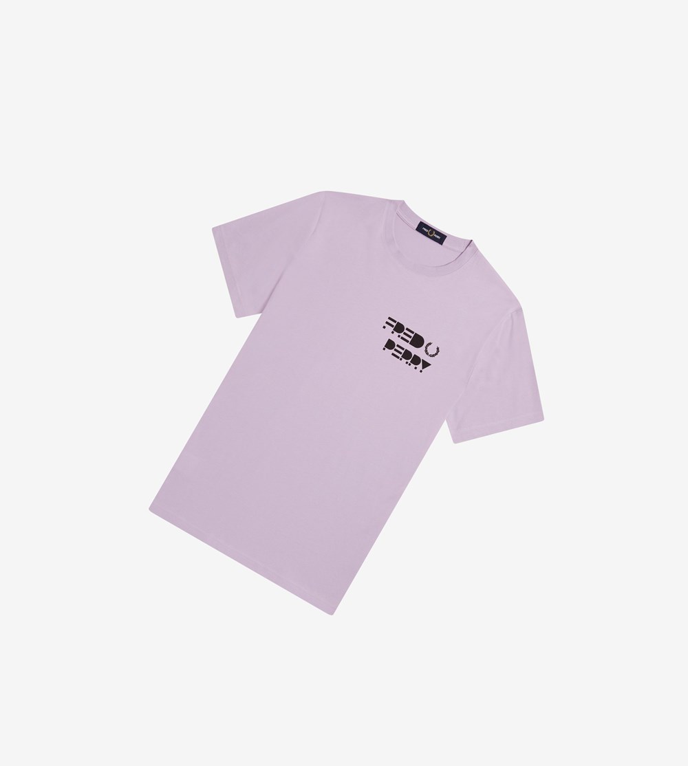 Fred Perry Raised Grafische T-shirts Heren Paars | TWD597316