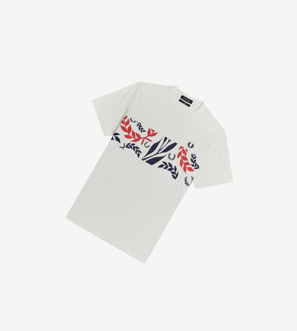 Fred Perry Reissues Archive Vine Grafische T-shirts Heren Wit | LTZ784691