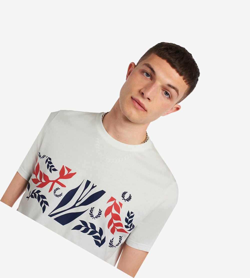 Fred Perry Reissues Archive Vine Grafische T-shirts Heren Wit | LTZ784691