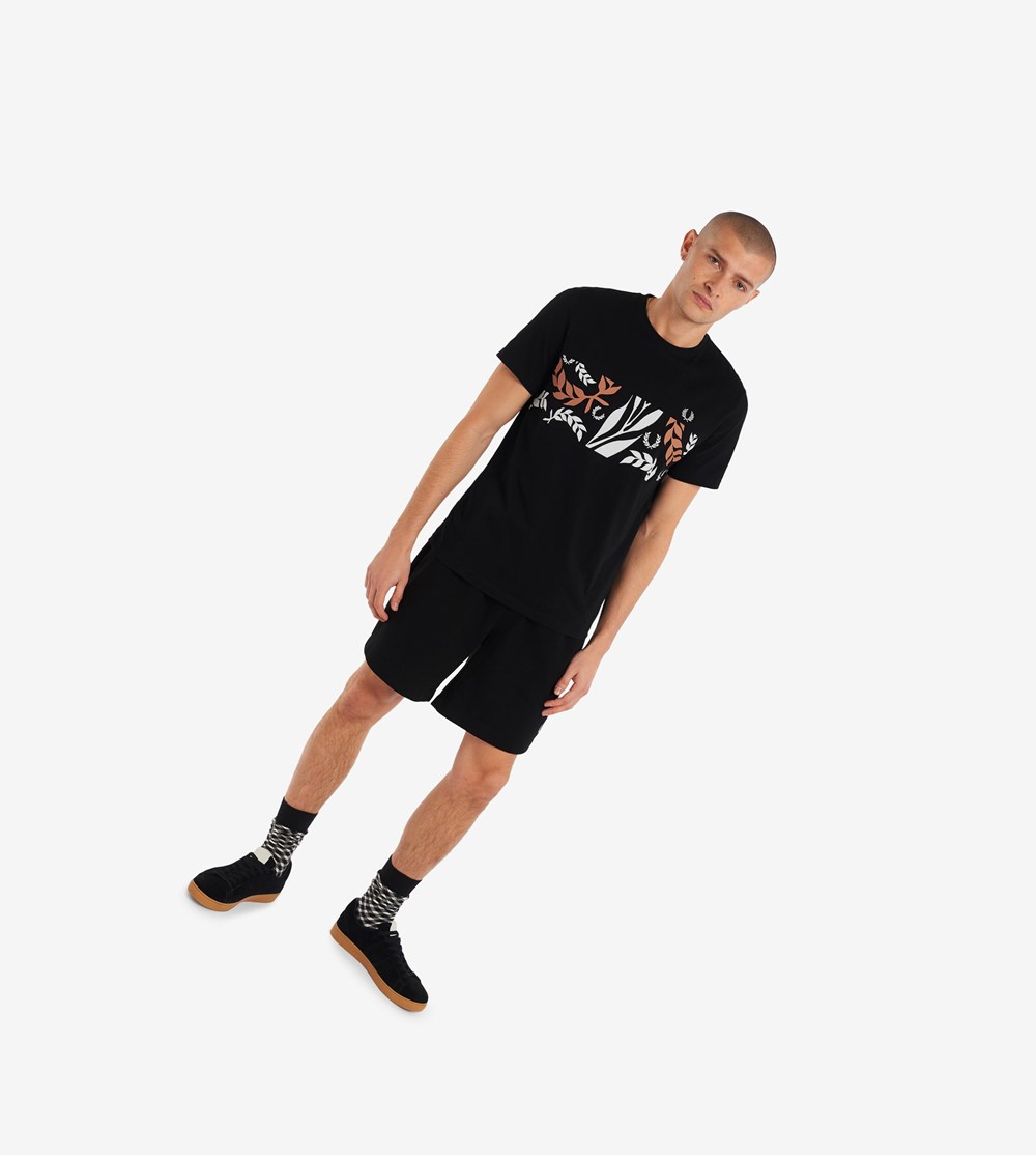 Fred Perry Reissues Archive Vine Grafische T-shirts Heren Zwart | OZK048157