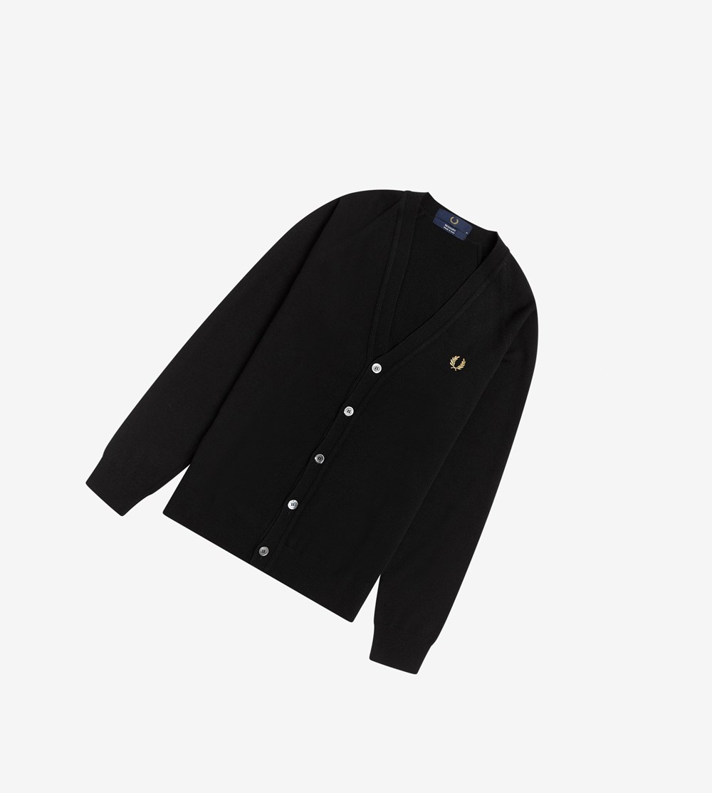 Fred Perry Reissues Lambswool Cardigan Gebreide Kleding Heren Zwart | AZL845960