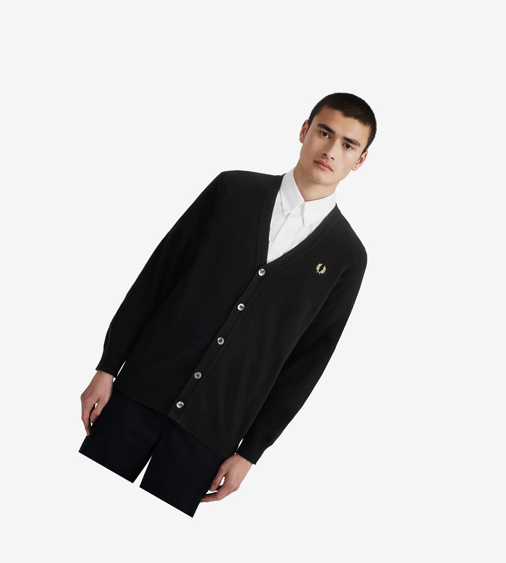 Fred Perry Reissues Lambswool Cardigan Gebreide Kleding Heren Zwart | AZL845960