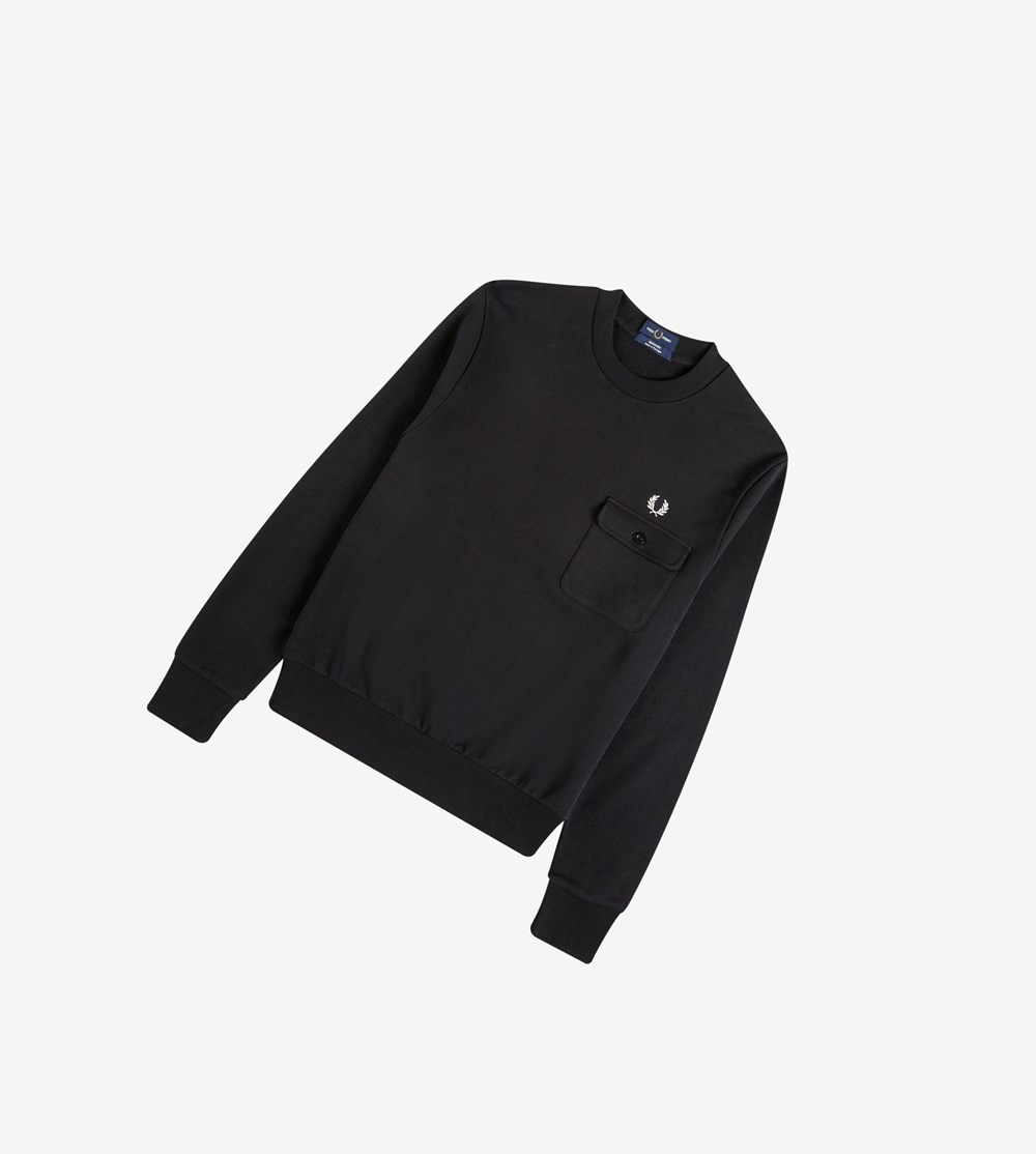 Fred Perry Reissues Pocket Detail Sweatshirt Heren Zwart | SLE638159