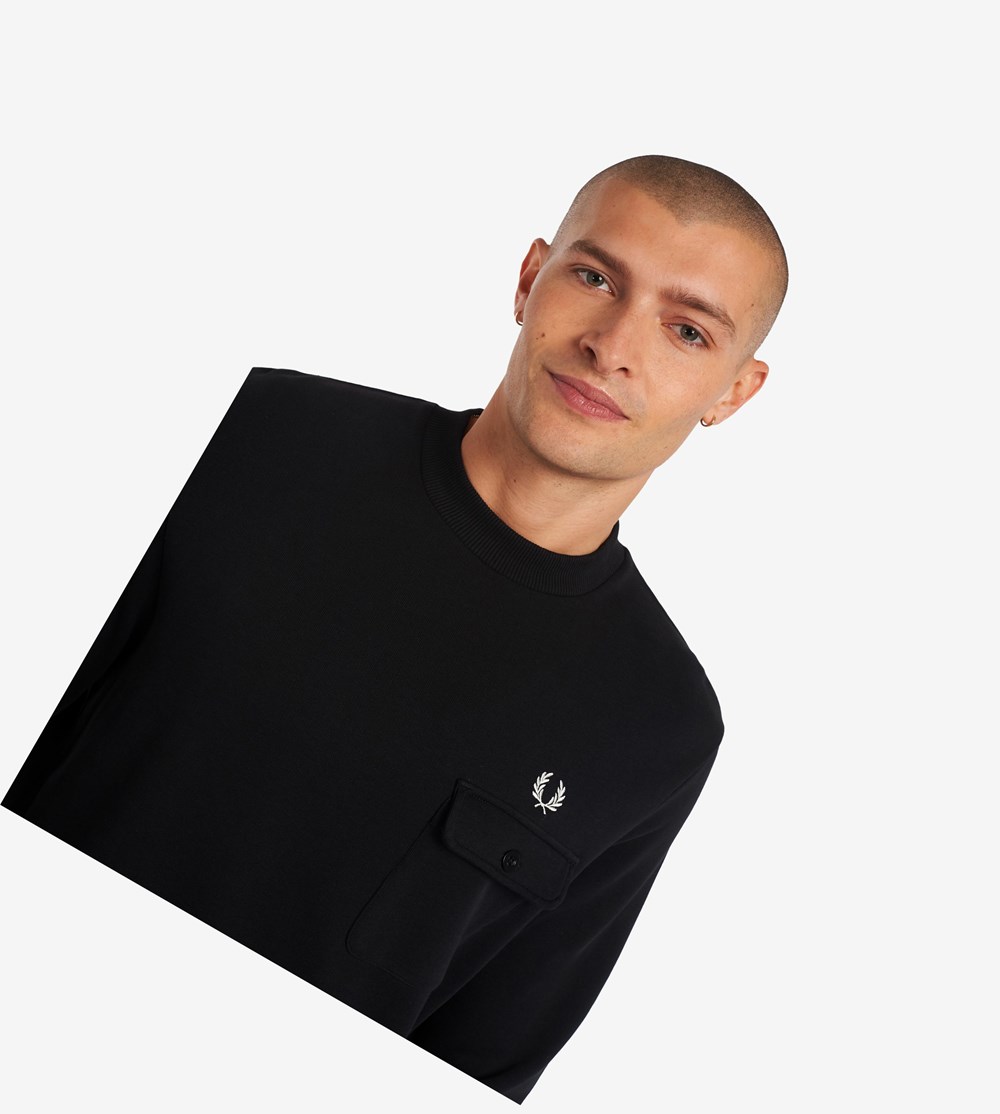 Fred Perry Reissues Pocket Detail Sweatshirt Heren Zwart | SLE638159