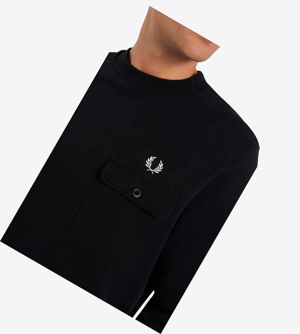 Fred Perry Reissues Pocket Detail Sweatshirt Heren Zwart | SLE638159