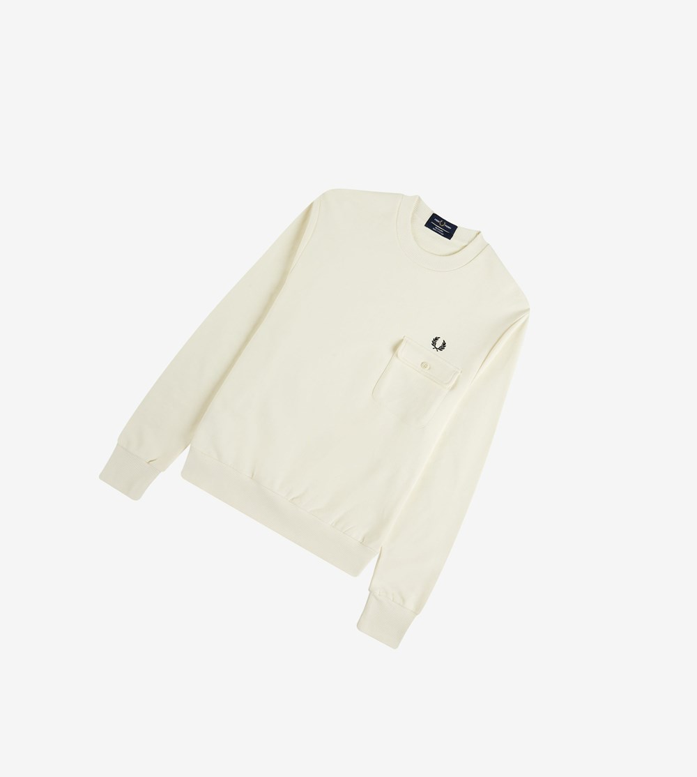 Fred Perry Reissues Pocket Detail Sweatshirt Heren Wit | UAS301769