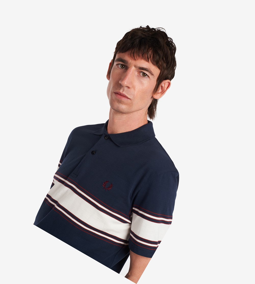 Fred Perry Reissues Stripe Detail Jersey Poloshirt Heren Donkergrijs | BLQ532704