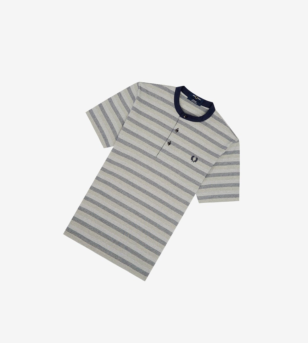 Fred Perry Reissues Striped Henley Shirt Poloshirt Heren Donkergrijs | MQR704963