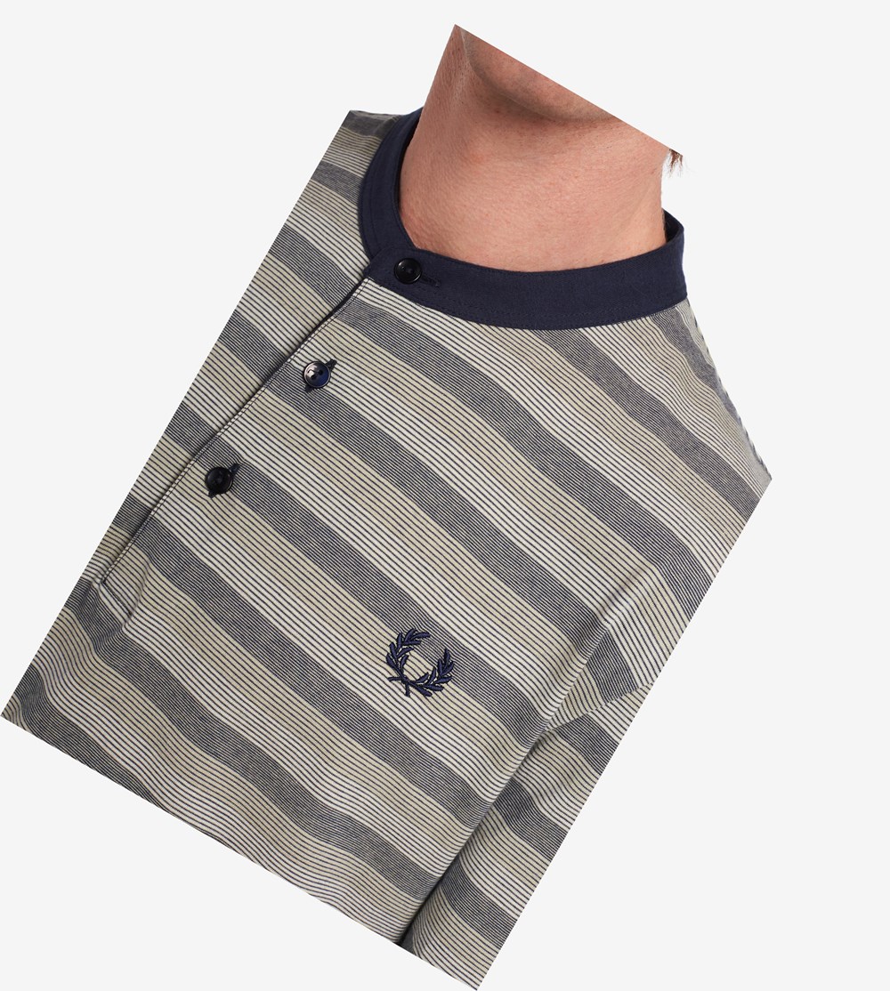 Fred Perry Reissues Striped Henley Shirt Poloshirt Heren Donkergrijs | MQR704963