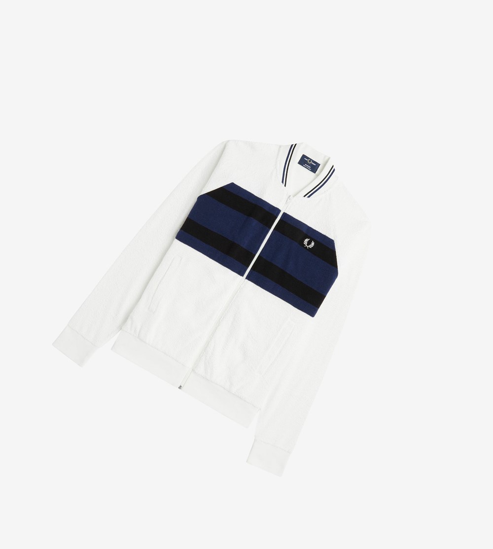 Fred Perry Reissues Towelling Bomber Jacket Trainingsjack Heren Wit | SOY954602