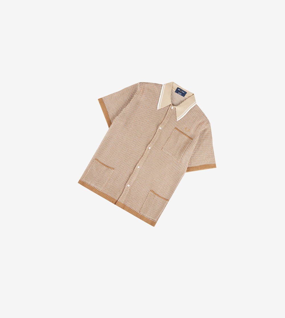 Fred Perry Reissues Two Colour Knitted Shirt Gebreide Kleding Heren Bruin | LOF239561