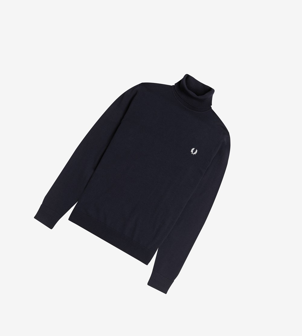 Fred Perry Roll Neck Jumper Gebreide Kleding Heren Donkerblauw | AUV897420