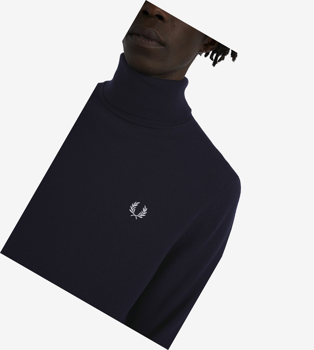 Fred Perry Roll Neck Jumper Gebreide Kleding Heren Donkerblauw | AUV897420