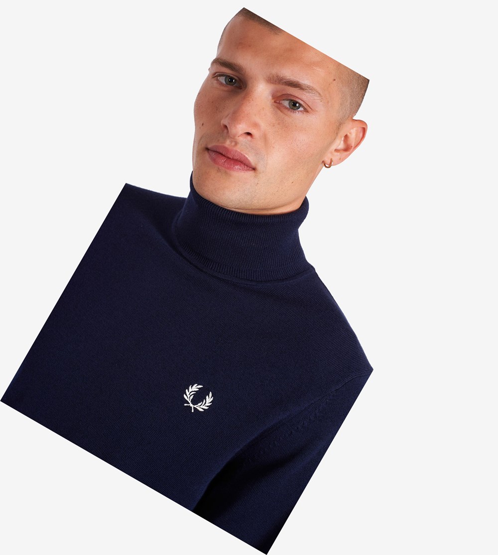 Fred Perry Roll Neck Jumper Gebreide Kleding Heren Donkerblauw | AUV897420