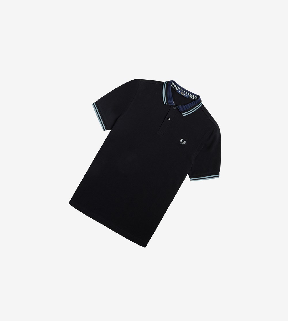 Fred Perry Striped Collar Poloshirt Heren Zwart | XRE542871