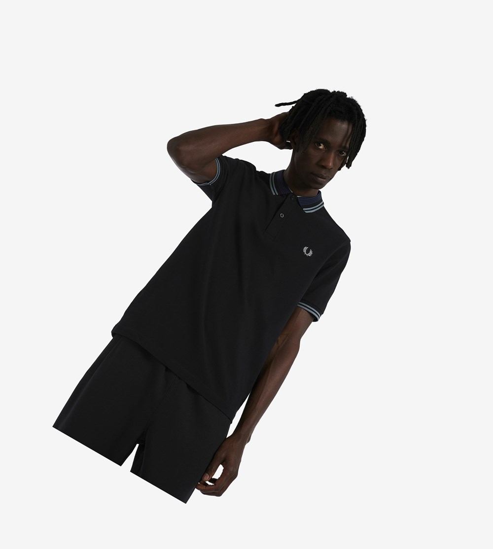 Fred Perry Striped Collar Poloshirt Heren Zwart | XRE542871