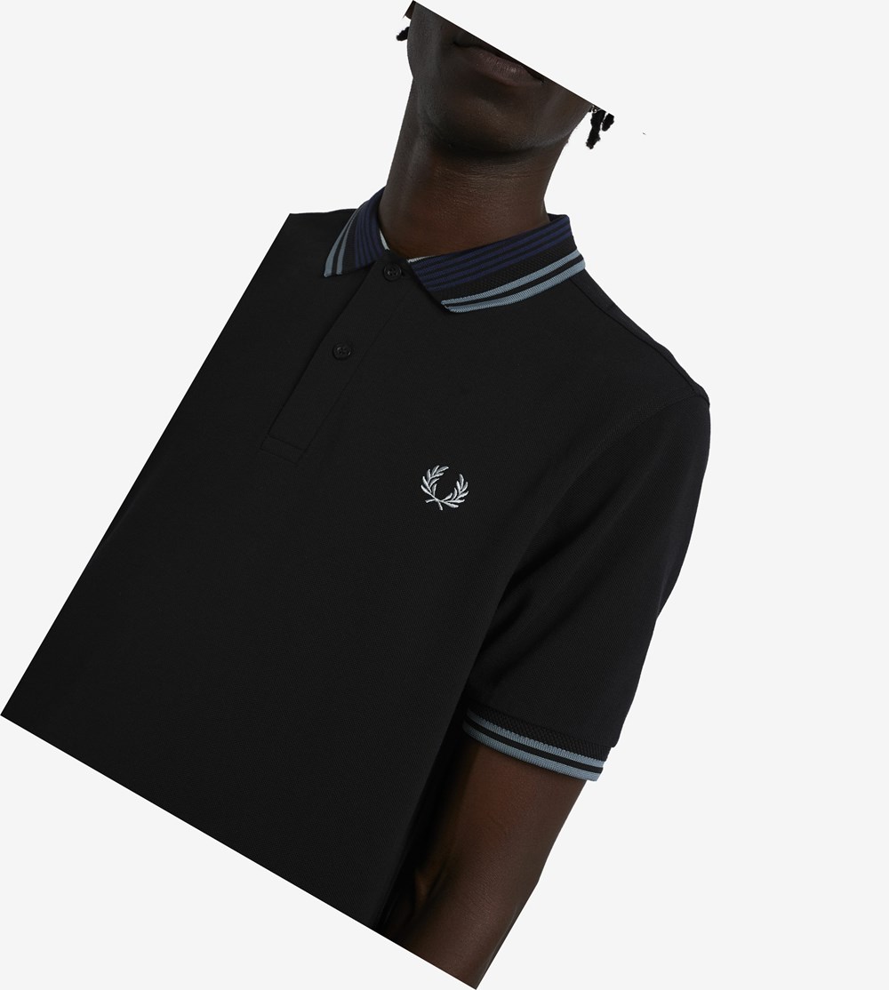 Fred Perry Striped Collar Poloshirt Heren Zwart | XRE542871