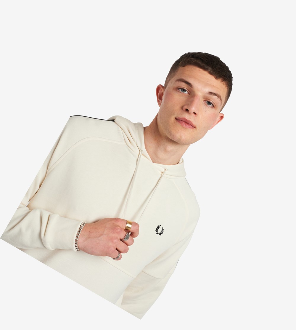 Fred Perry Taped Met Capuchon Sweatshirt Heren Wit | DPO037651