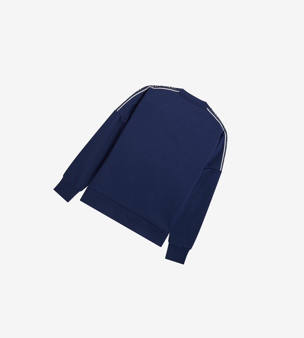 Fred Perry Taped Sleeve Sweatshirt Heren Donkerblauw | WPS193450