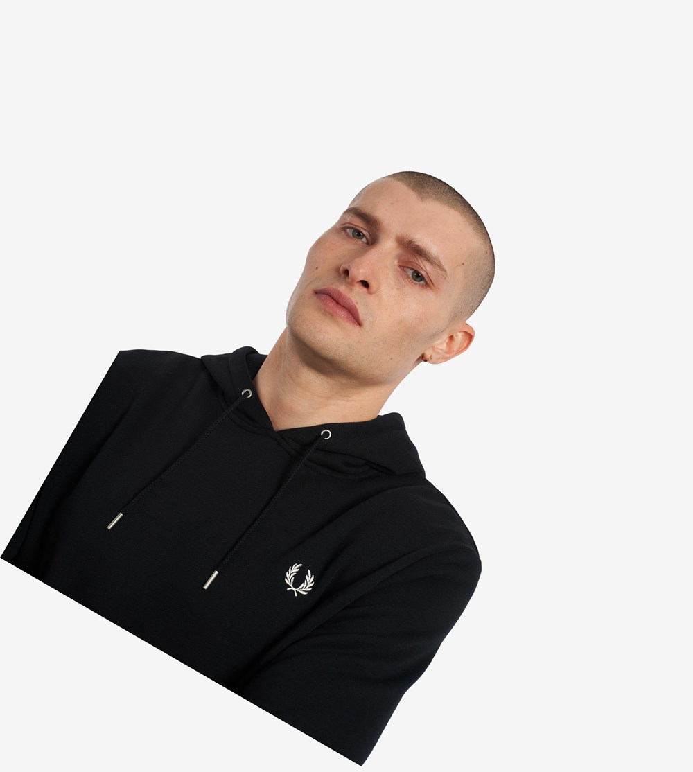 Fred Perry Tipped Met Capuchon Sweatshirt Heren Zwart | FUP658210