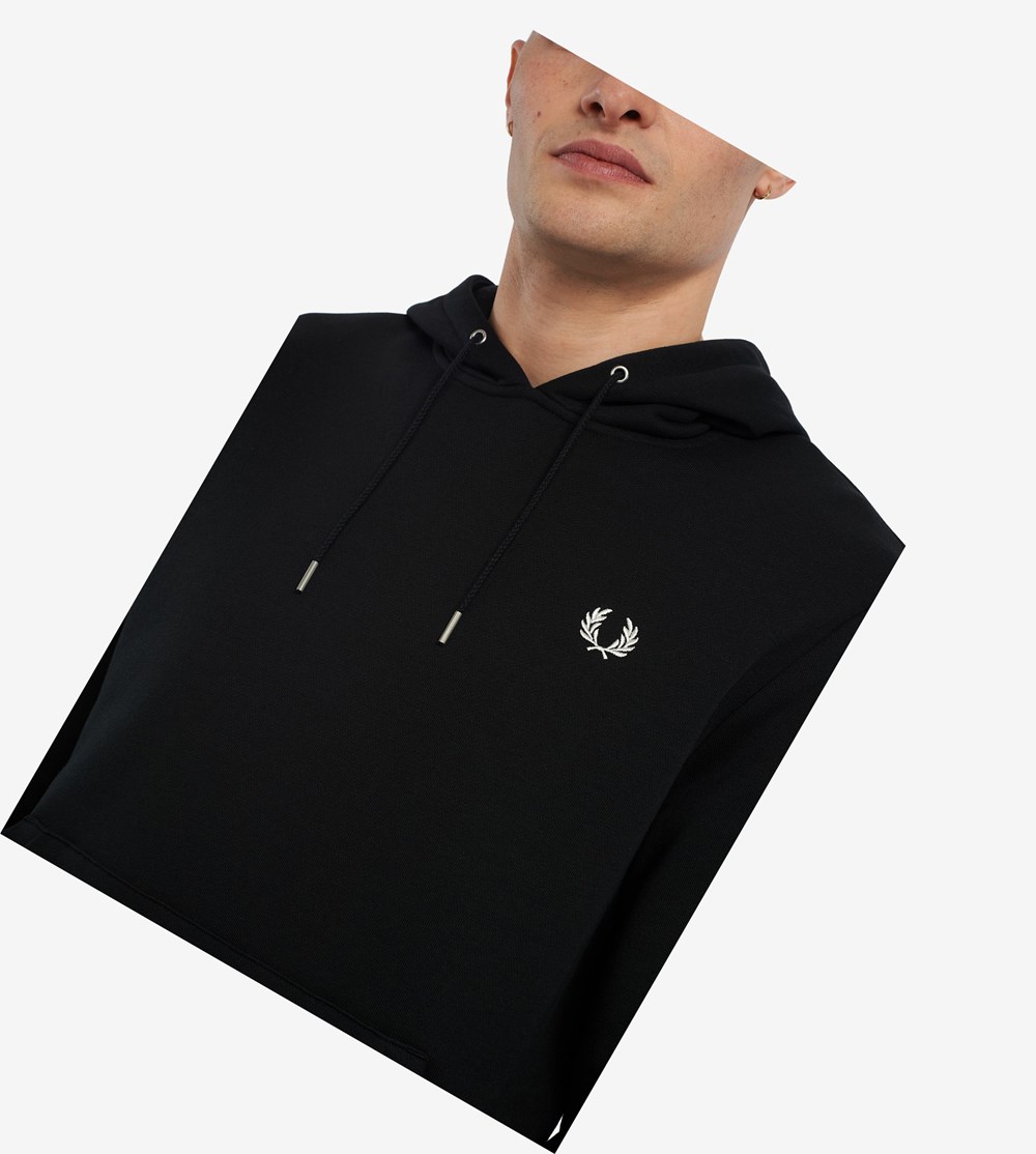 Fred Perry Tipped Met Capuchon Sweatshirt Heren Zwart | FUP658210