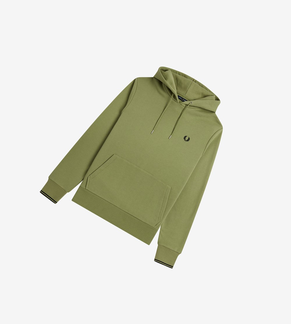 Fred Perry Tipped Met Capuchon Sweatshirt Heren Olijfgroen Groen | VRC731026