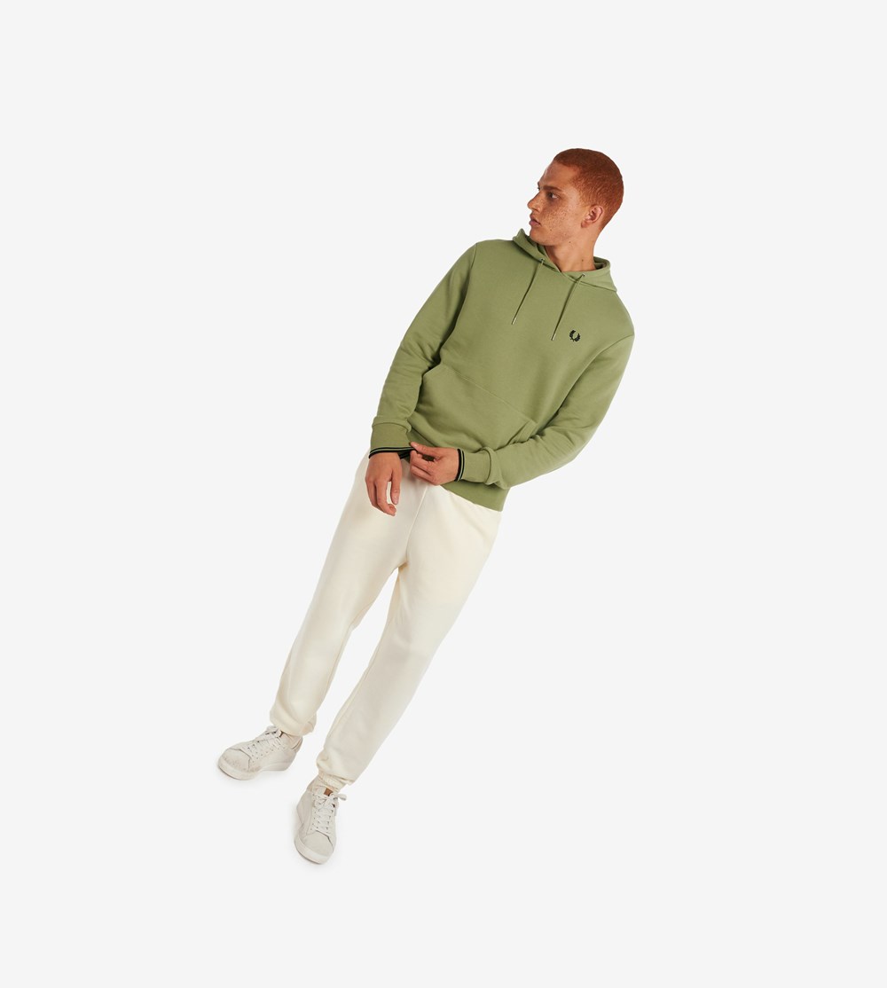 Fred Perry Tipped Met Capuchon Sweatshirt Heren Olijfgroen Groen | VRC731026