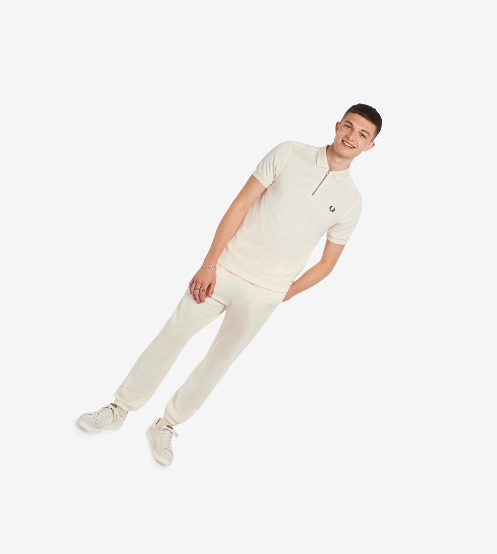 Fred Perry Towelling Zip Neck Poloshirt Heren Beige | ZPR134980