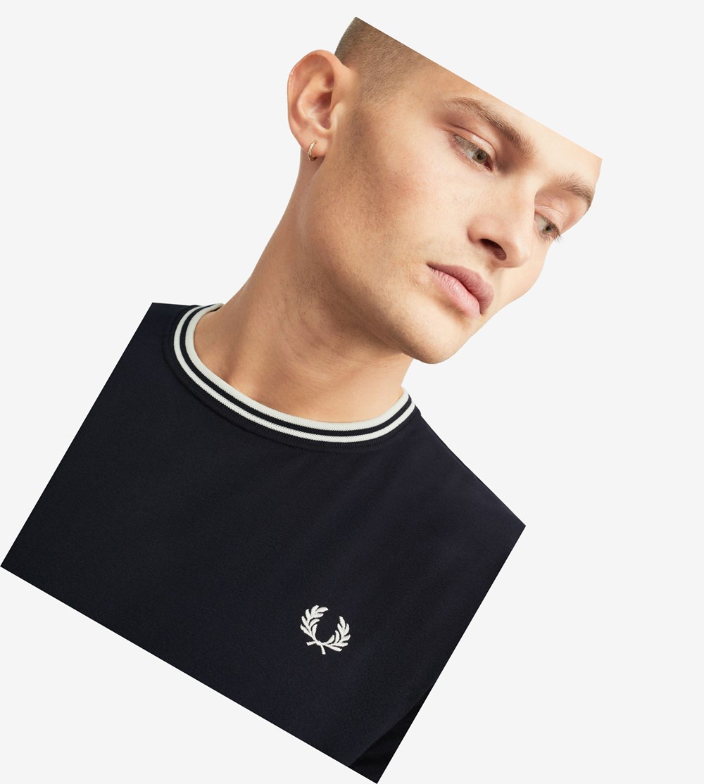 Fred Perry Twin Tipped T-shirts Heren Donkerblauw | ZKH057381