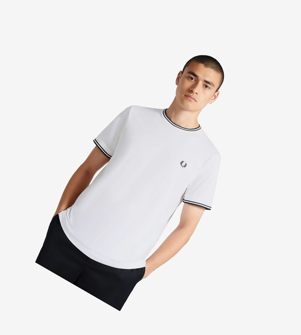 Fred Perry Twin Tipped T-shirts Heren Wit | YTH231705